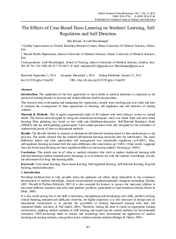 (PDF) The Effects of Case-Based Team Learning on Students' Learning ...