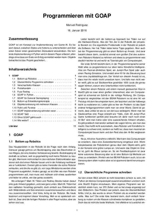 (PDF) Programmieren mit GOAP