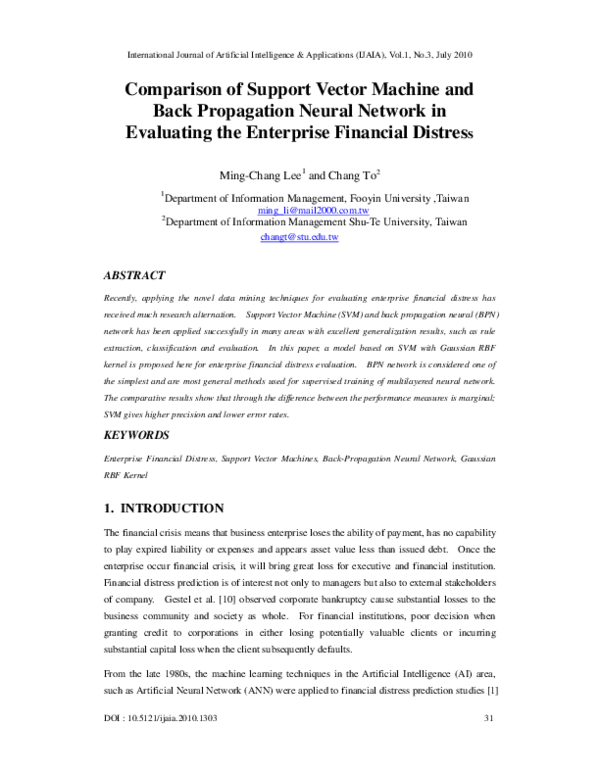 (PDF) Comparison of Support Vector Machine and Back Propagation Neural ...