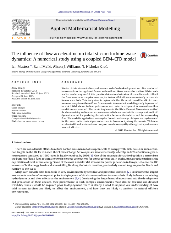 (PDF) The Influence of Flow Acceleration on Tidal Stream Turbine Wake ...