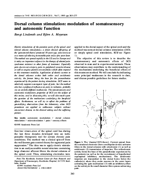 (PDF) Dorsal column stimulation: modulation of somatosensory and ...