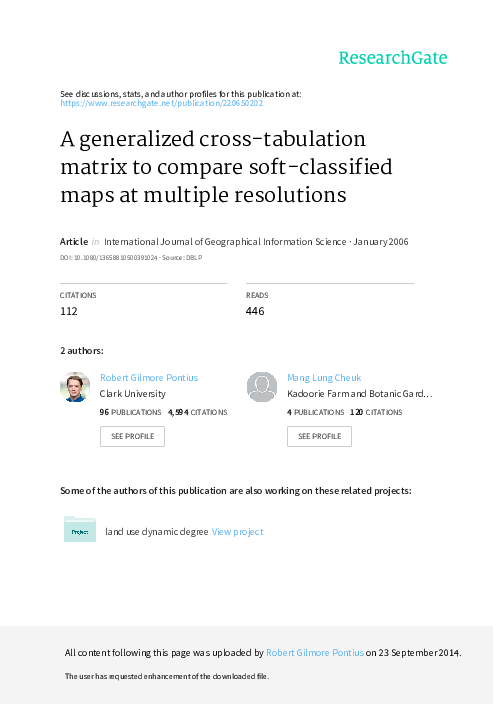 (PDF) A generalized crosstabulation matrix to compare softclassified ...