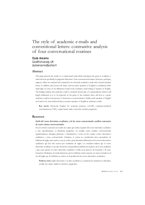 (PDF) The style of academic e-mails and conventional letters ...