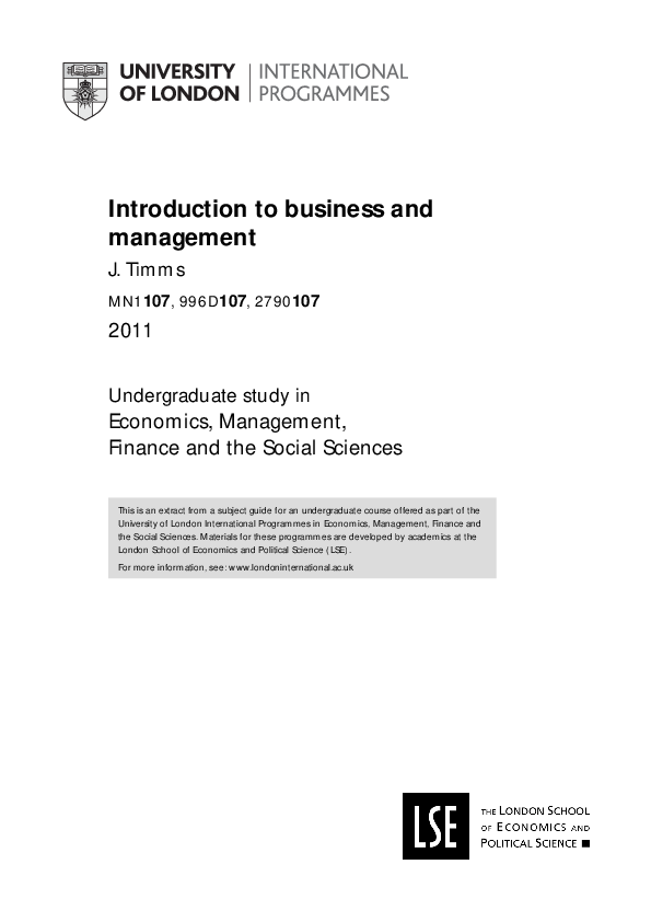 introduction to business management notes pdf