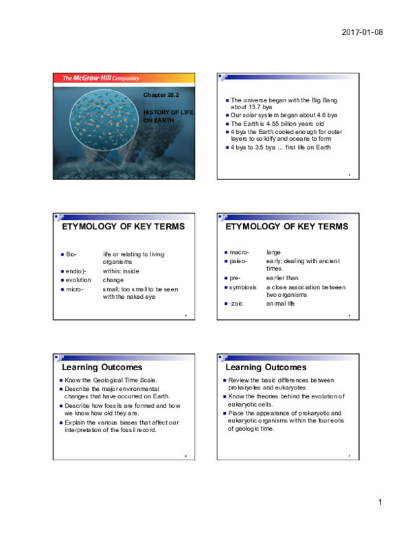 (PDF) Chapter 20.2 HISTORY OF LIFE ON EARTH