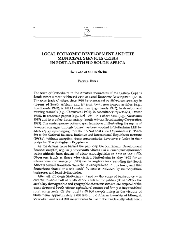 (PDF) Local economic development and the municipal services crisis in ...