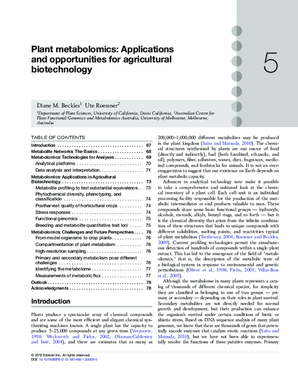 (PDF) Plant metabolomics