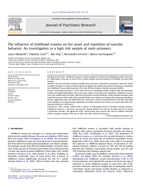 (PDF) The influence of childhood trauma on the onset and repetition of ...