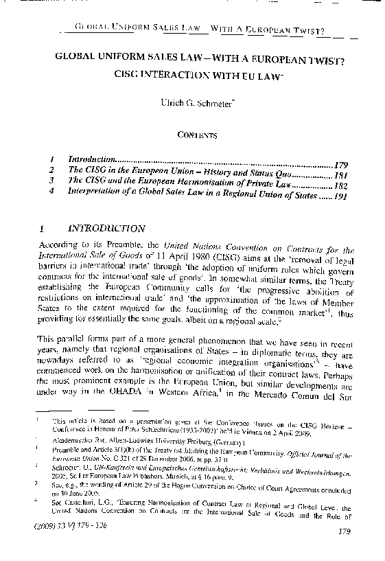(PDF) Global Uniform Sales Law With a European Twist? CISG