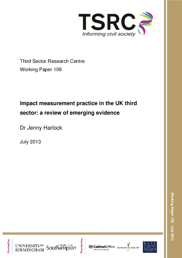(PDF) “Impact measurement practice in the UK third sector: a review of ...