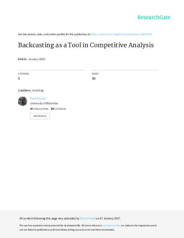 (PDF) Backcasting as a Tool in Competitive Analysis. Paul D. Guild