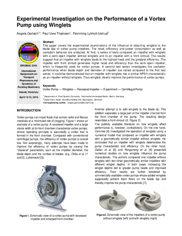 (PDF) Experimental Investigation on the Performance of a Vortex Pump ...