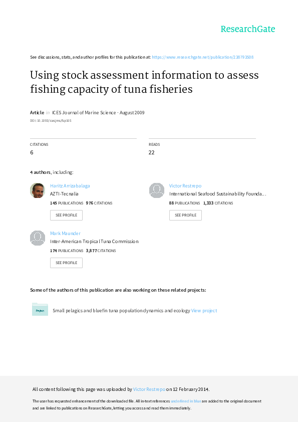 (PDF) Using stock assessment information to assess fishing capacity of