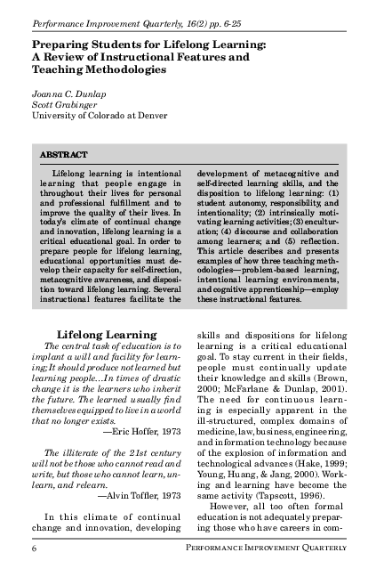 (PDF) Preparing students for lifelong learning: A review of ...