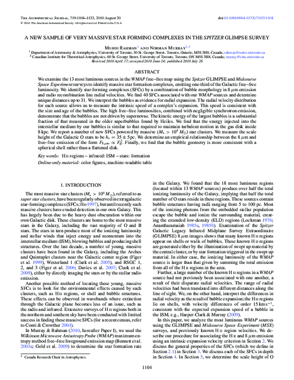 (PDF) A New Sample of Very Massive Star Forming Complexes in the ...