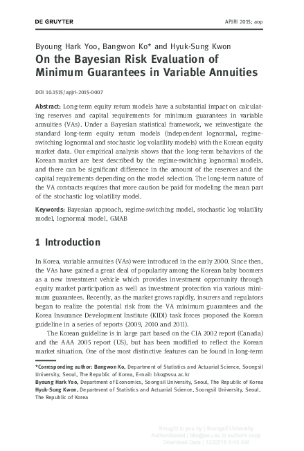 (PDF) On the Bayesian Risk Evaluation of Minimum Guarantees in Variable ...