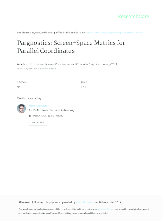 (PDF) Pargnostics: Screen-Space Metrics for Parallel Coordinates
