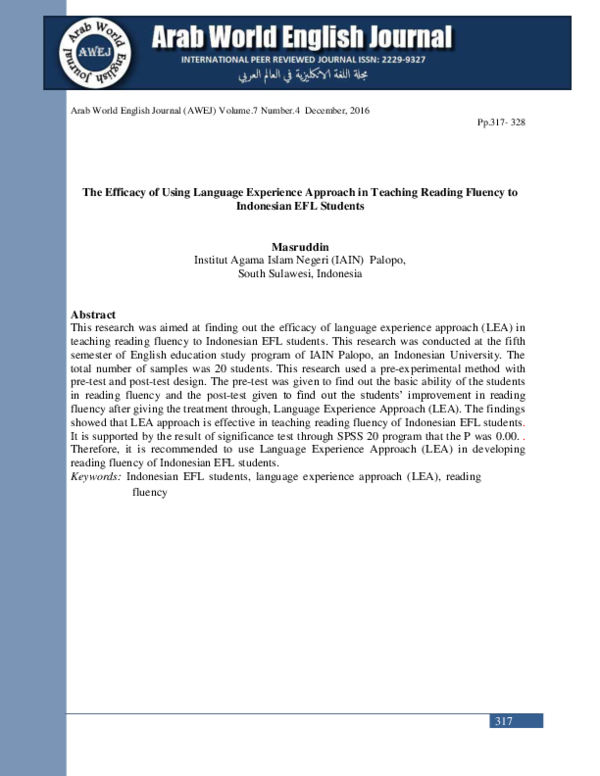 (PDF) The Efficacy of Using Language Experience Approach in Teaching ...