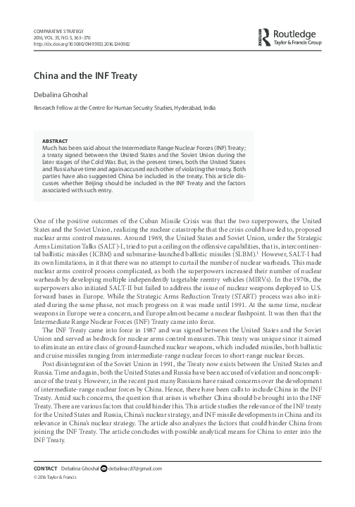 (PDF) China and the INF Treaty