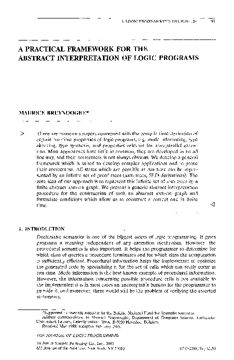 (PDF) A Practical Framework for the Abstract Interpretation of Logic ...