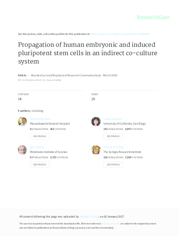 (PDF) Propagation of Human Embryonic and Induced Pluripotent Stem Cells ...