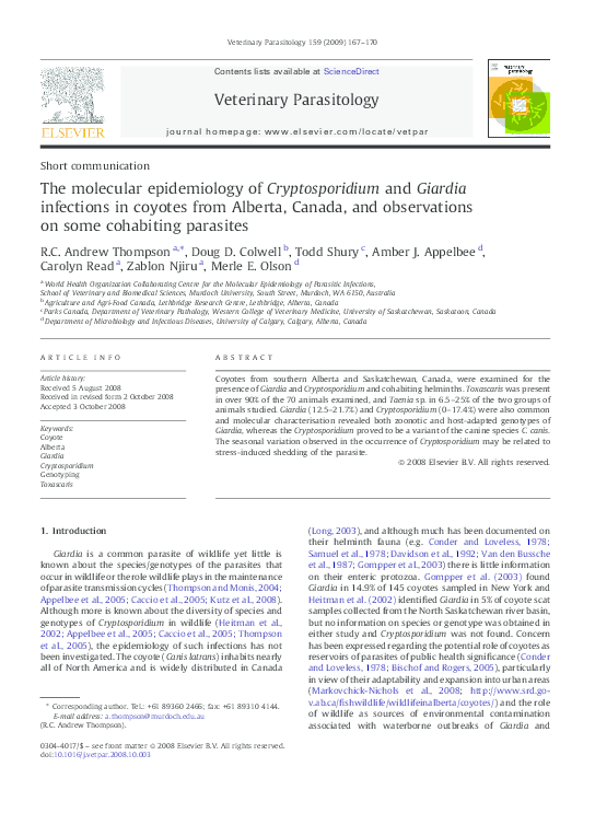 (PDF) The molecular epidemiology of Cryptosporidium and Giardia ...