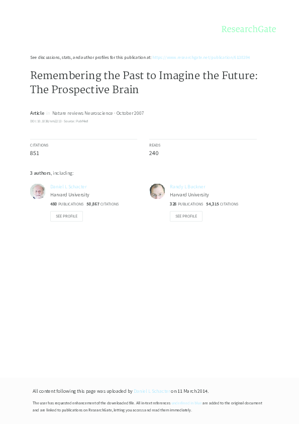 (PDF) Remembering the Past to Imagine the Future: the Prospective Brain