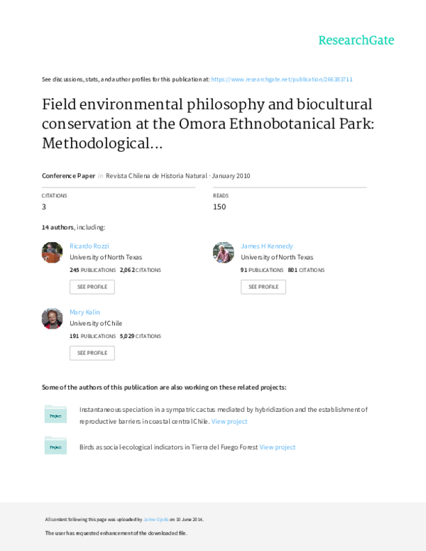 (PDF) Field Environmental Philosophy and Biocultural Conservation at