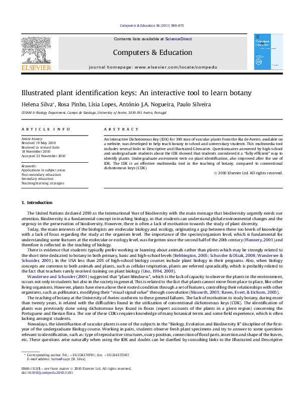 (PDF) Illustrated Plant Identification Keys An Interactive Tool to
