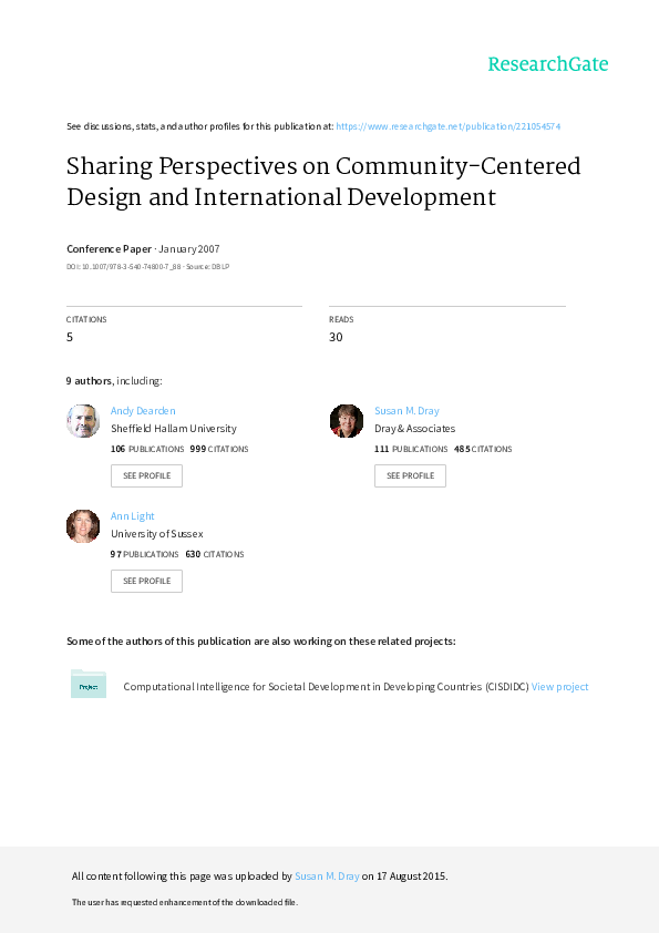 (PDF) Sharing Perspectives on Community-Centered Design and ...