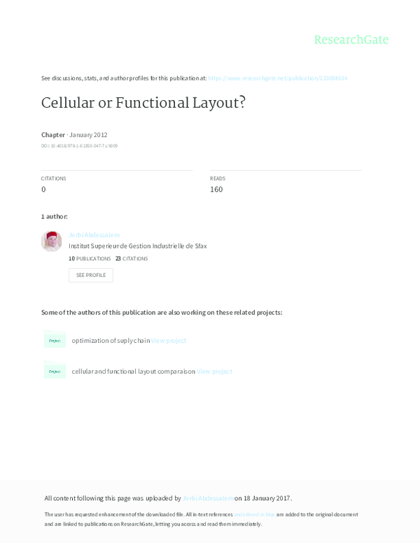 (PDF) Cellular or Functional Layout?
