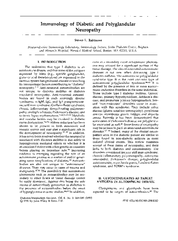 (PDF) Immunology of Diabetic and Polyglandular Neuropathy
