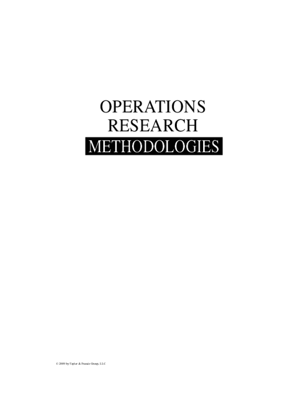 (PDF) Operations Research Methodology