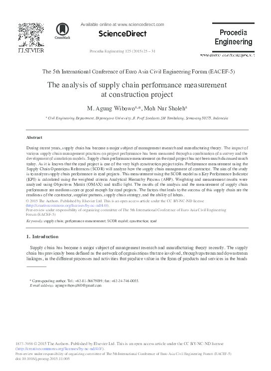 (PDF) ScienceDirect The analysis of supply chain performance ...