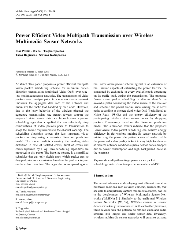 (PDF) Power Efficient Video Multipath Transmission Over Wireless ...