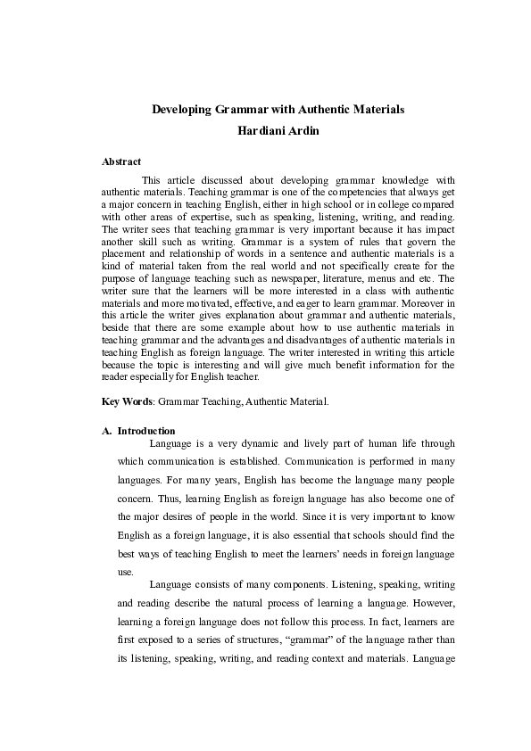 (DOC) Developing Grammar with Authentic Materials hardiani ardin