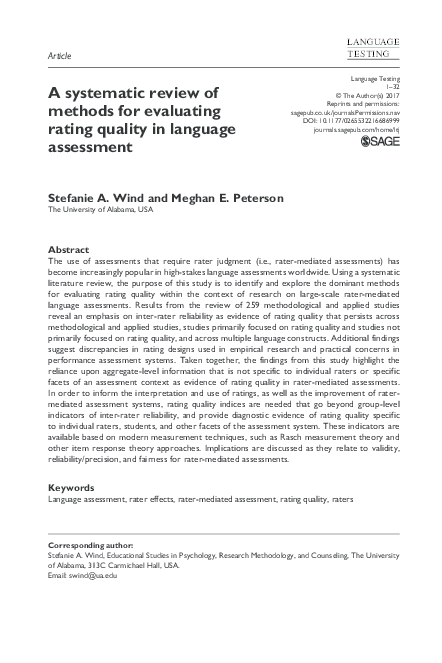 (PDF) A systematic review of methods for evaluating rating quality in ...
