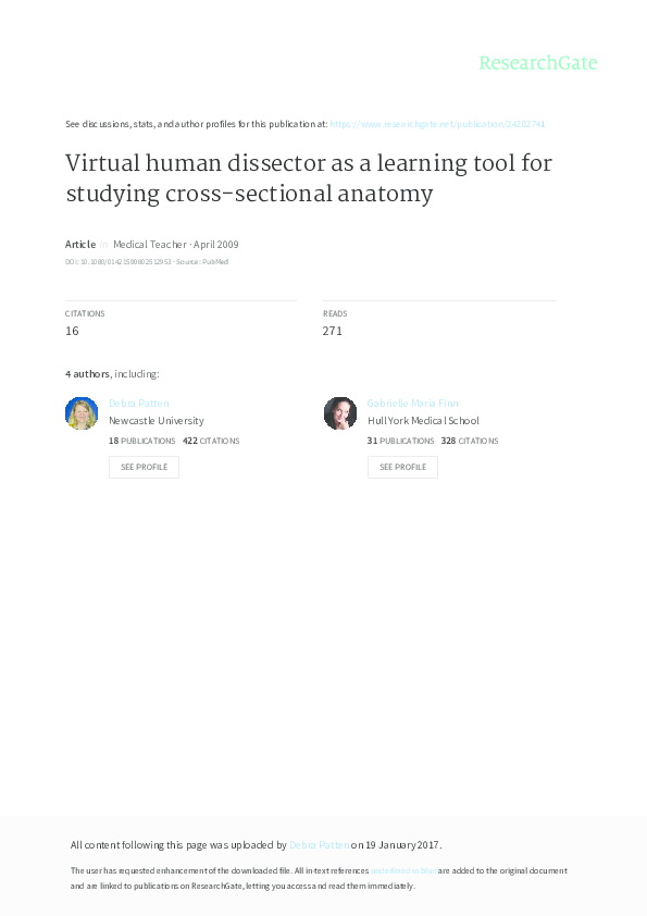 (PDF) Virtual Human Dissector As a Learning Tool for Studying Cross ...