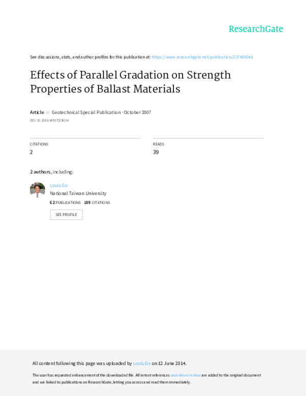(PDF) Effects of Parallel Gradation on Strength Properties of Ballast ...