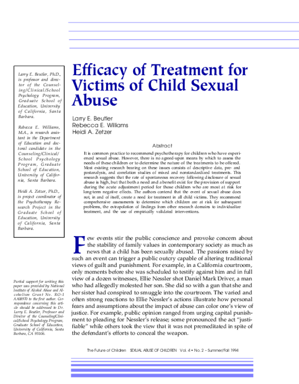 (PDF) Efficacy of Treatment for Victims of Childhood Sexual Abuse