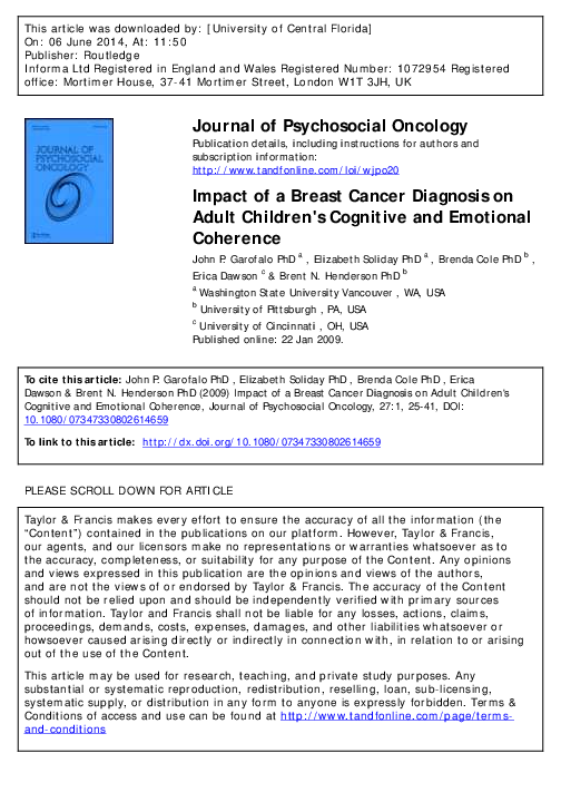 (PDF) Impact of a Breast Cancer Diagnosis on Adult Children's Cognitive ...