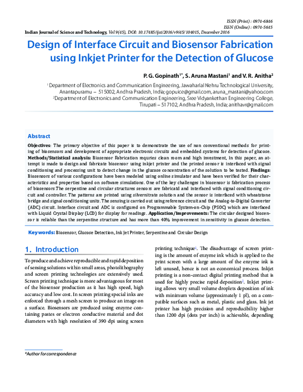 (PDF) DESIGN OF INTERFACE CIRCUIT AND BIOSENSOR FABRICATION USING