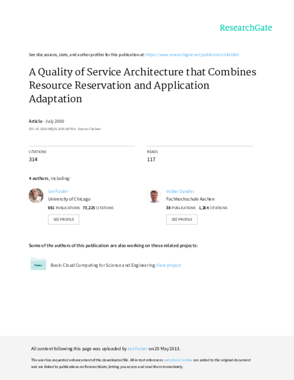 (PDF) A Quality of Service Architecture That Combines ...