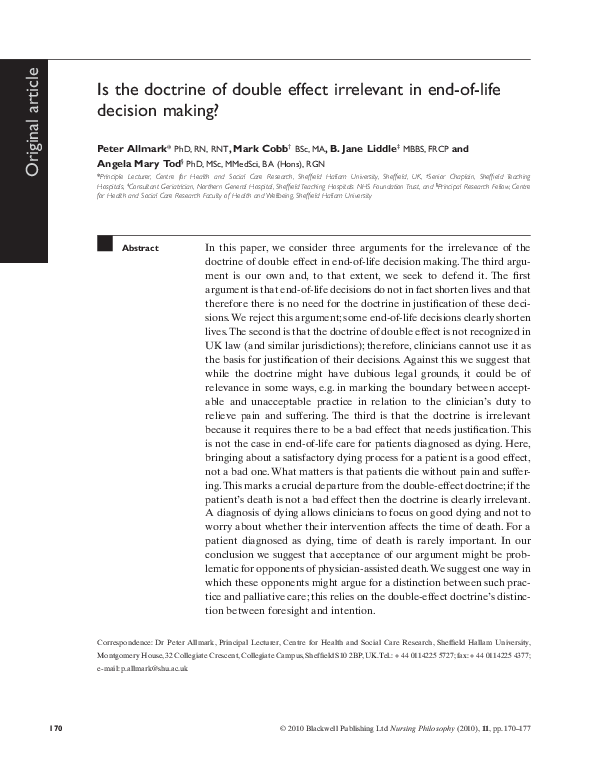  pdf relevance of double effect in end of life care