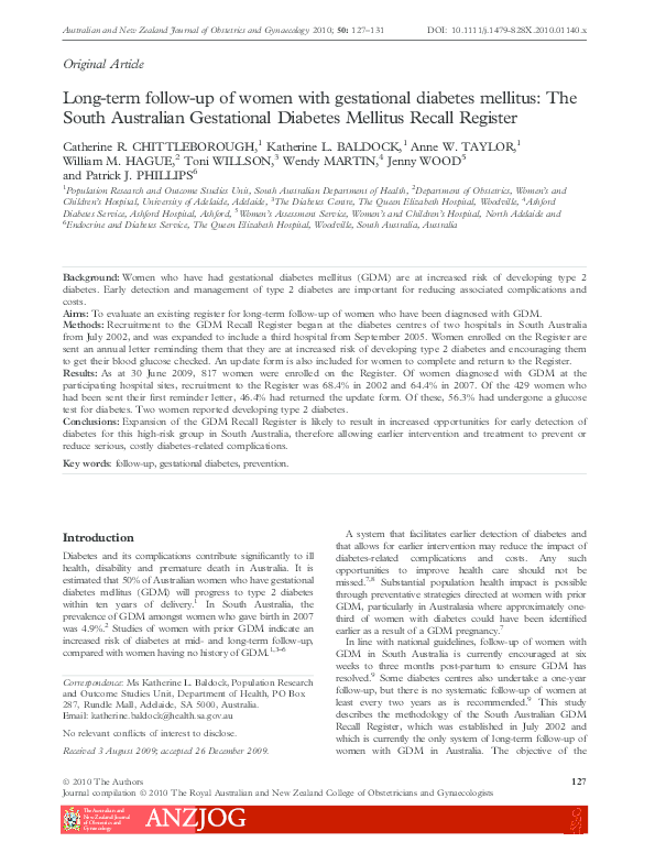 (PDF) Long-Term Follow-Up of Women With Gestational Diabetes Mellitus ...