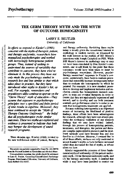 (PDF) The Germ Theory Myth and the Myth of Outcome Homogeneity