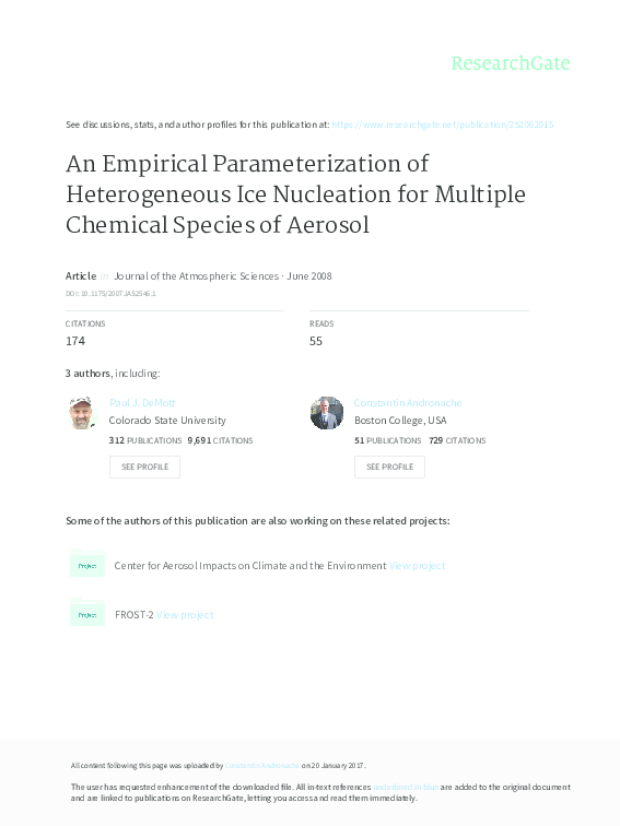 (PDF) An Empirical Parameterization of Heterogeneous Ice Nucleation for ...
