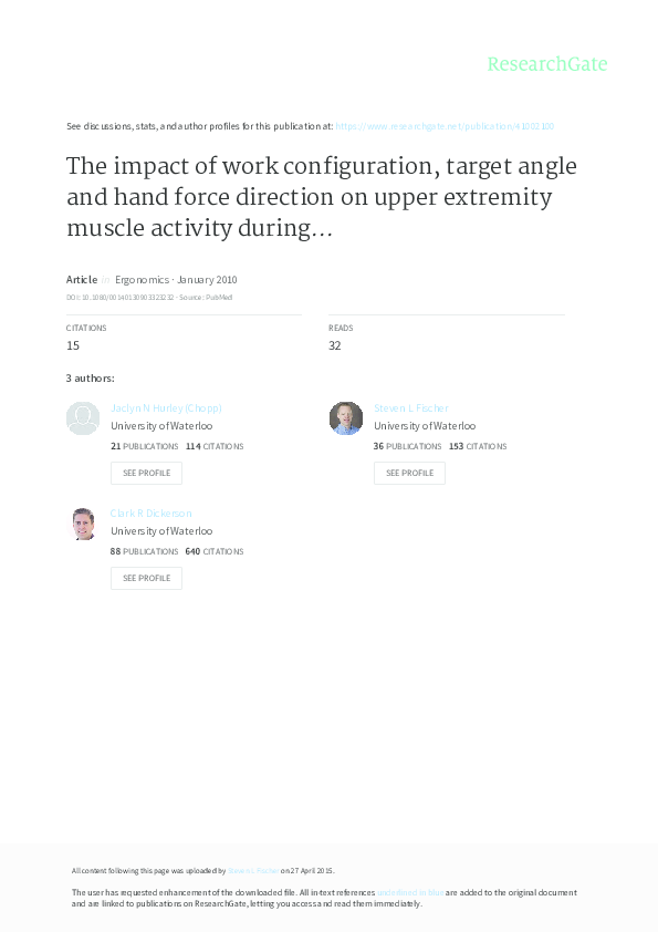 (PDF) The Impact of Work Configuration, Target Angle and Hand Force ...