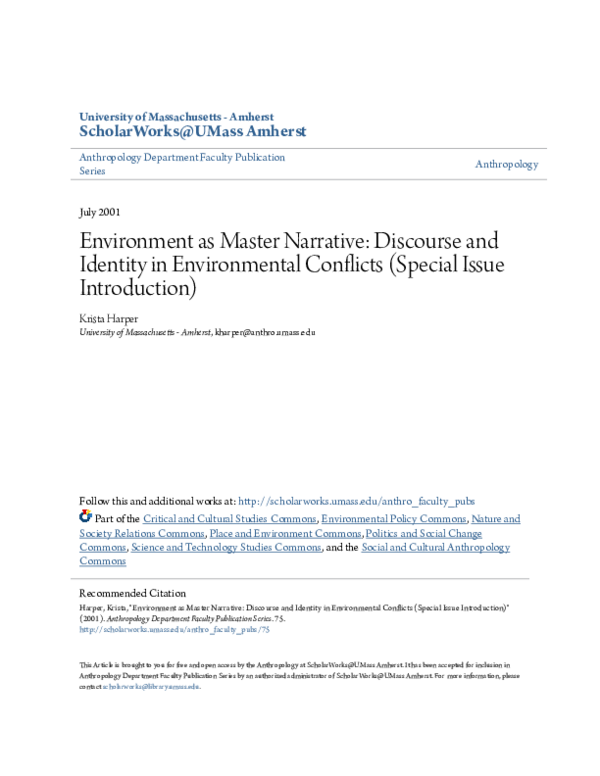 (PDF) The Environment As Master Narrative: Discourse and Identity In ...