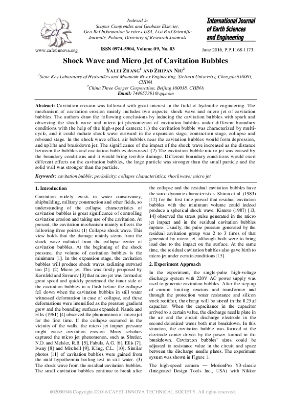 (PDF) Shock Wave and Micro Jet of Cavitation Bubbles